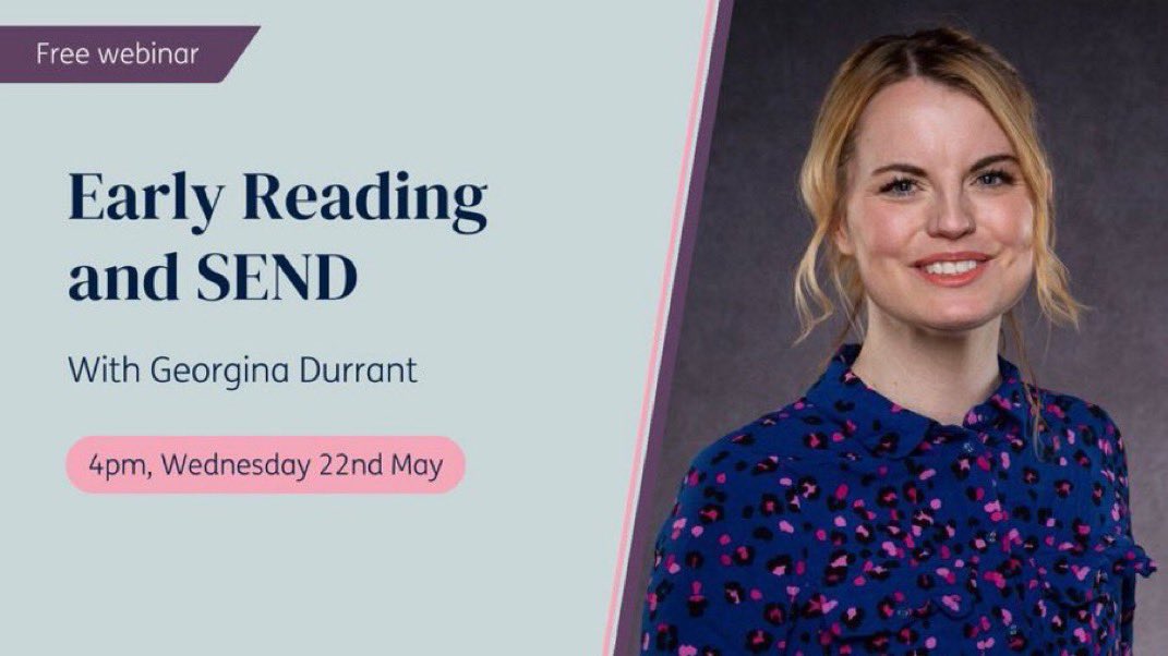 Free training- Wednesday! Are you free on Wednesday (22nd May) at 4pm? I’ll be speaking on this free webinar all about early reading and SEND. Please share with your networks..it’s free! ow.ly/APuc50RvJwf