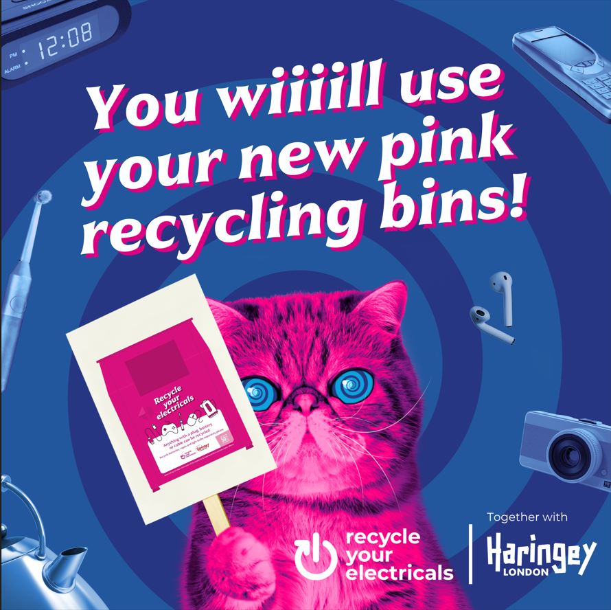 Bag It Up, Drop It Off! Got a bag full of old electricals? Don't trash it - recycle it! Swing by one of our recycling banks with #HypnoCat's seal of approval and do your part for the planet. Visit haringey.gov.uk/recycle-electr… to find your nearest recycling bank.