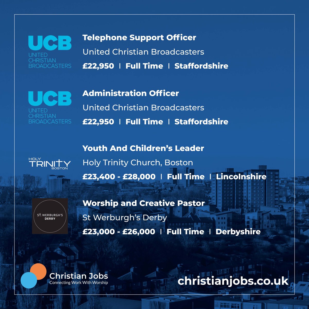 Discover your calling in the Midlands! Explore Christian vacancies across various fields, from administration to youth work. Go to christianjobs.co.uk/jobs to learn more. #UKChristianJobs #ChristianOpportunities #Midlands #Stoke #Derby #Lincoln #MidlandsJobs