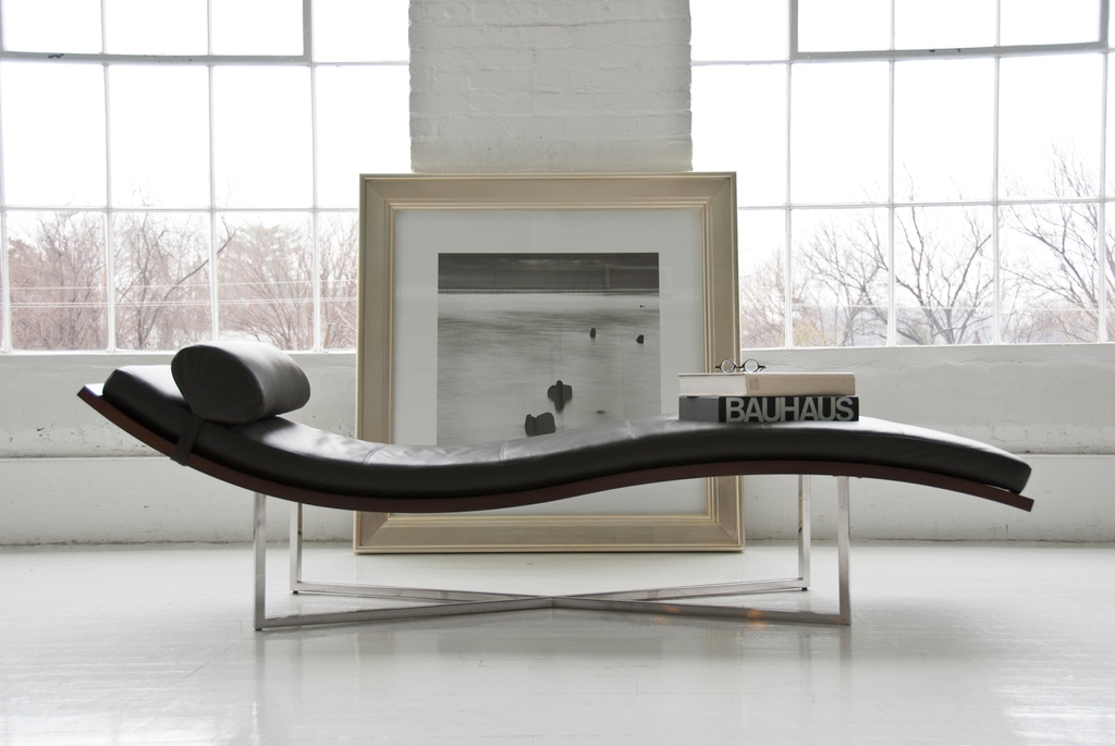 The Domicile Chaise, designed by Michael Vanderbyl for Decca Bolier’s Domicile collection, features a walnut frame with a polished stainless steel base. #interiordesign #furniture #furnituredesign 

l8r.it/AgAC
