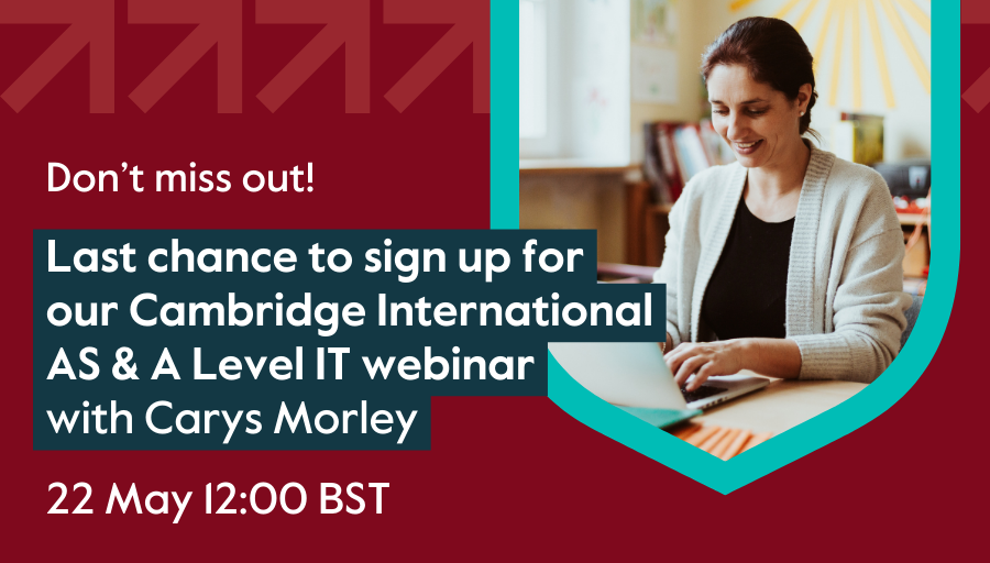 Our resources walk-through webinar for the third edition of our Cambridge International AS & A Level IT series is happening this week! Join us for a first look at how this new series can support you and your students in the classroom. Sign up today: bit.ly/3ypGM0N