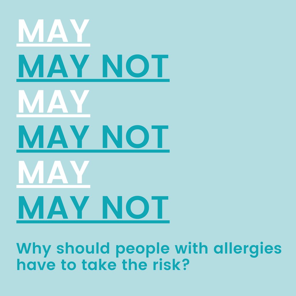 Should someone with allergies have to take a 50/50 chance on a food product being safe for them to consume when it comes to 'may contain' labelling. May Contain labelling is something that can cause a lot of confusion for those with food allergies! #allergies #maycontain