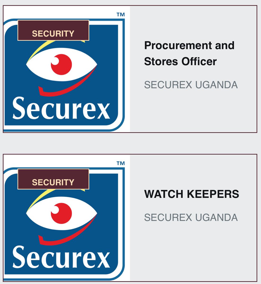 Securex Uganda is hiring! - Watch Keepers: jobnotices.ug/job/watch-keep… - Procurement & Store Officer: jobnotices.ug/job/procuremen…