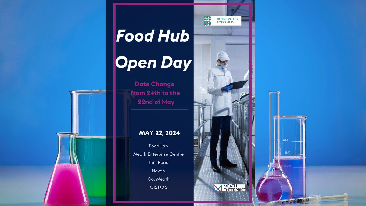 Join us on the 22nd of May 2024 from 2:00 - 4:00pm for the Food Hub Open Day at Meath Enterprise Centre. Change of Date from the 24th to the 22nd of May 2024.