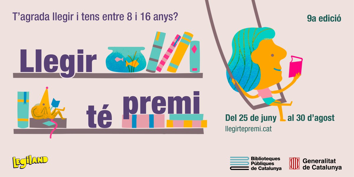T’agrada llegir i tens entre 8 i 16 anys?

Doncs estàs de sort! avui obrim inscripcions a la 9a ed. de l’activitat de promoció de la lectura #llegirtépremi

📌L’inici de l’activitat serà el dia 25 de juny i finalitzarà el dia 30 d’agost

👉📚llegirtepremi.cat