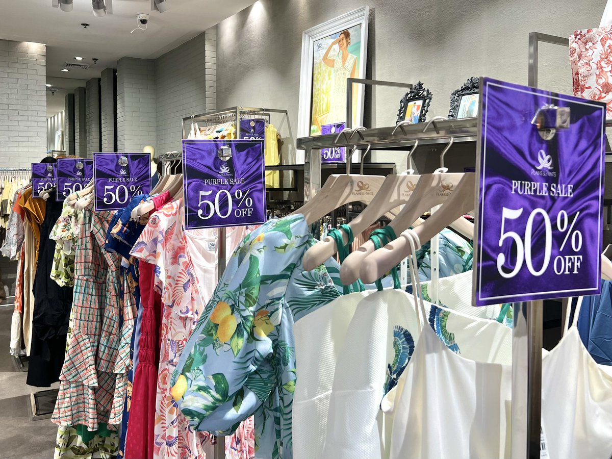 Don't be blue, go purple! 💜 It’s Plains & Prints' Purple Sale! Treat yourself to new clothes at 📍Plains and Prints, Ground Floor, Ali Mall now! 🛍️👗 ⏰ Mall Hours: Sunday - Thursday: 10AM - 9PM Friday - Saturday: 10AM - 10PM #AranetaAt70 #CityOfFirsts #AranetaCity #AliMall