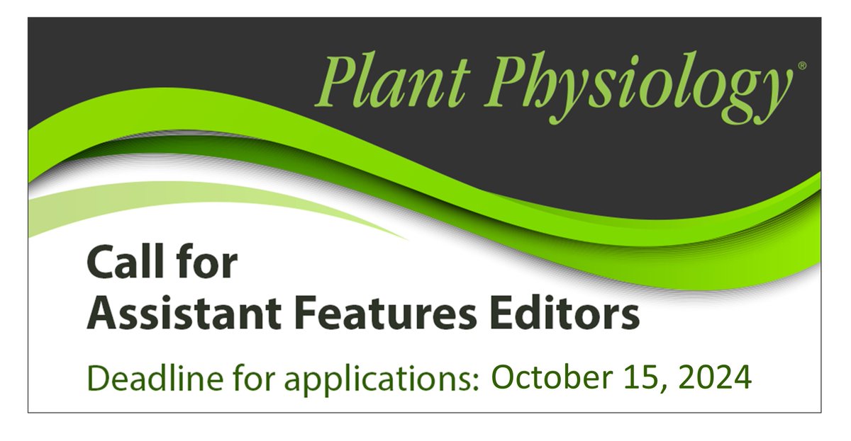 PlantPhys's tweet image. Plant Physiology is recruiting Assistant Features Editors for 2025 and 2026. The application period opens now and runs through October 15, 2024. Application information can be found at this link: buff.ly/3wES1BN.