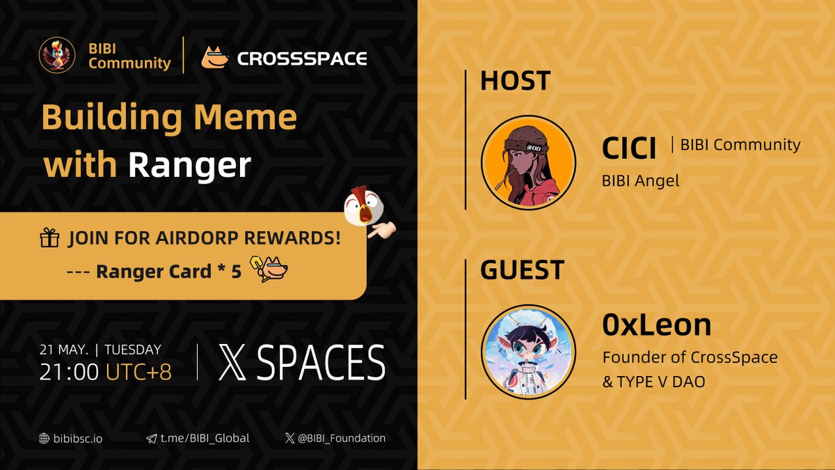 BIBI_Foundation's tweet image. Welcome @CSpaceOfficial to #BIBI Family! 

#CSpace is the social layer for airdrop and launchpad. 

Looking forward to for our AMA and share the topic on building meme tomorrow at 21:00 (UTC+8)

By the Community For the Community 
BSC: 0xfe8bf5b8f5e4eb5f9bc2be16303f7dab8cf56aa8…
