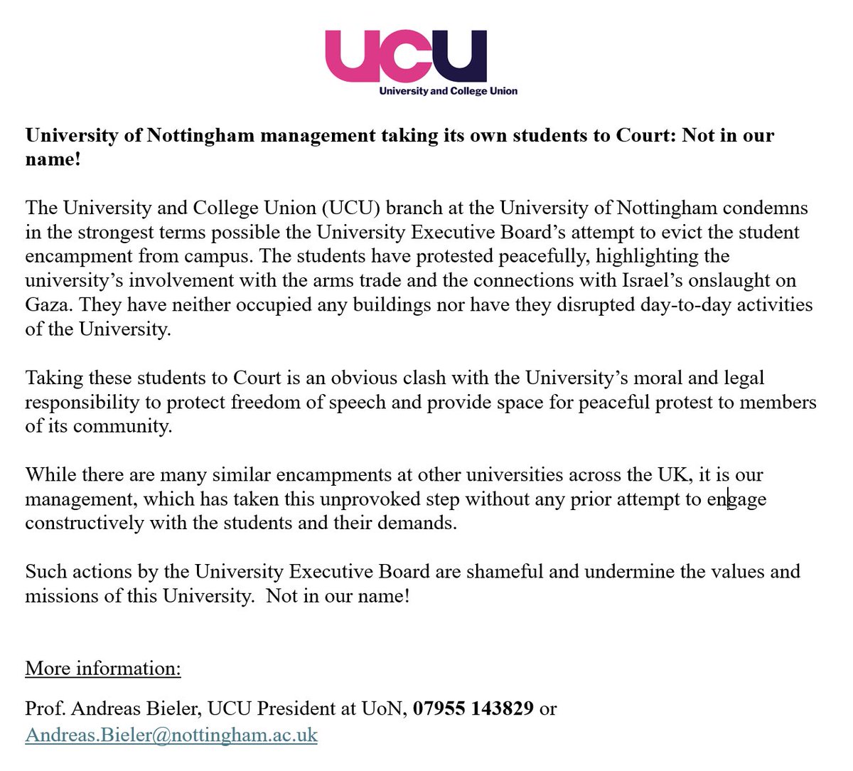 University of Nottingham UCU branch (@UoNUCU) on Twitter photo 2024-05-20 11:03:39