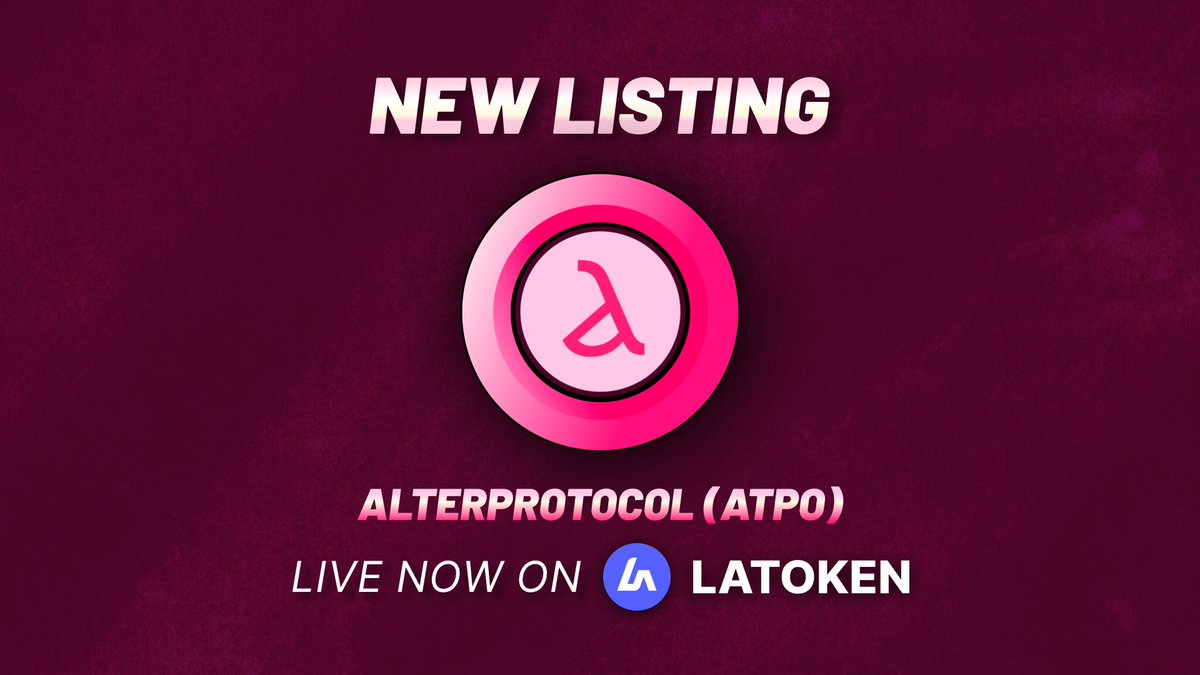 🏆 AlterProtocol (ATPO) has been listed on LATOKEN!

🚀 Alter Protocol aims to create a decentralized platform that will transcend traditional boundaries to deliver innovative solutions in the financial sector, the gaming industry, social media, NFT marketplaces, DAPPs, and DEFI
