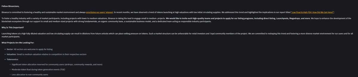 Seems like @binance  wants to start listing projects with lower valuations

This would be a nice change of pace since their recent launchpools have been down only, listing at such enormous market caps.

binance.com/en/support/ann…