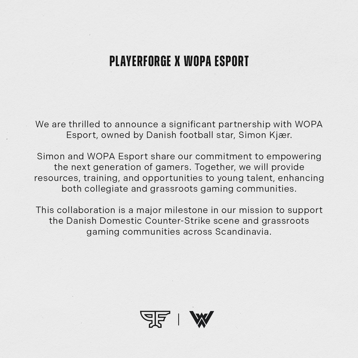 PARTNERSHIP ANNOUNCEMENT ❗❗❗ @WopaEsport x @playerforgegg 🤝 'Vi er utroligt glade for dette partnerskab med PlayerForge.' ➡️ Læs hele statement'en på wopa.gg/nyheder #TheWopaWay #ForgeYourPath