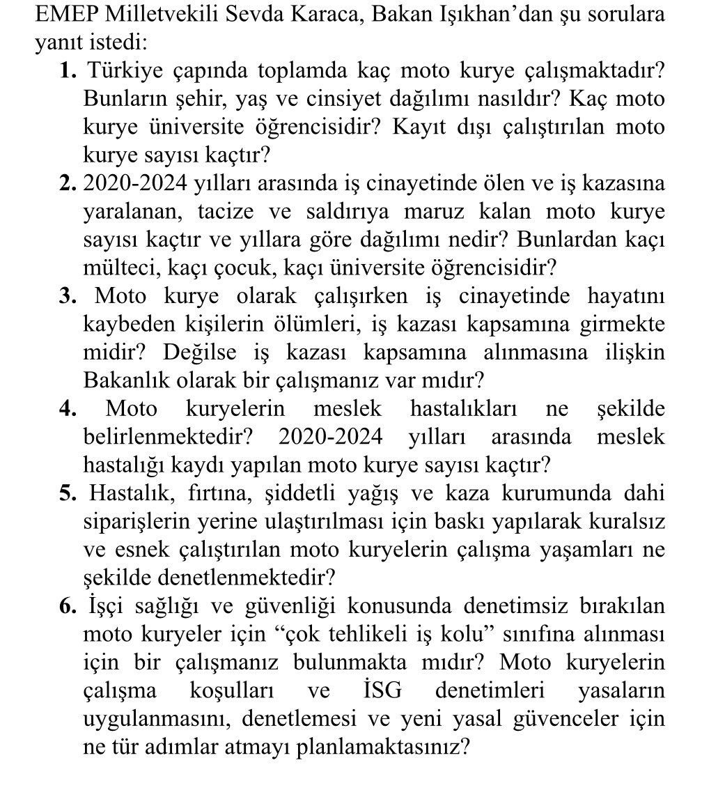 Milletvekili @sevdakaraca’nın sorularına Çalışma ve Sosyal Güvenlik Bakanı Prof.Dr. Vedat Işıkhan’ın ne cevaplar vereceği merakla bekleniyor. #AtaEmreAkman #ÇalışırkenÖlmekİstemiyoruz #KuryelerÖlmesin