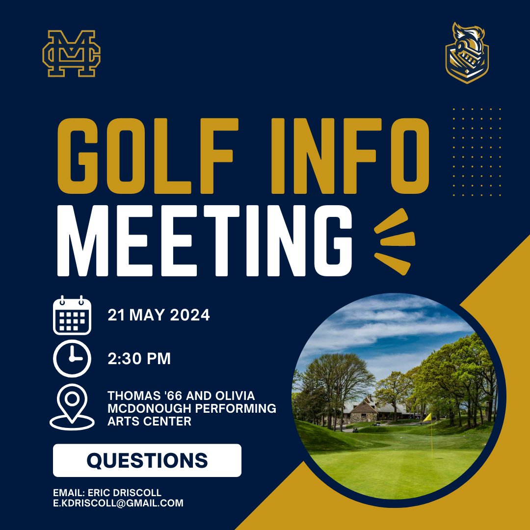 MCLancersGolf's tweet photo. Info meeting this Tuesday! Looking forward to meeting everyone @MCathletics1 https://t.co/r0VrmPnSb7