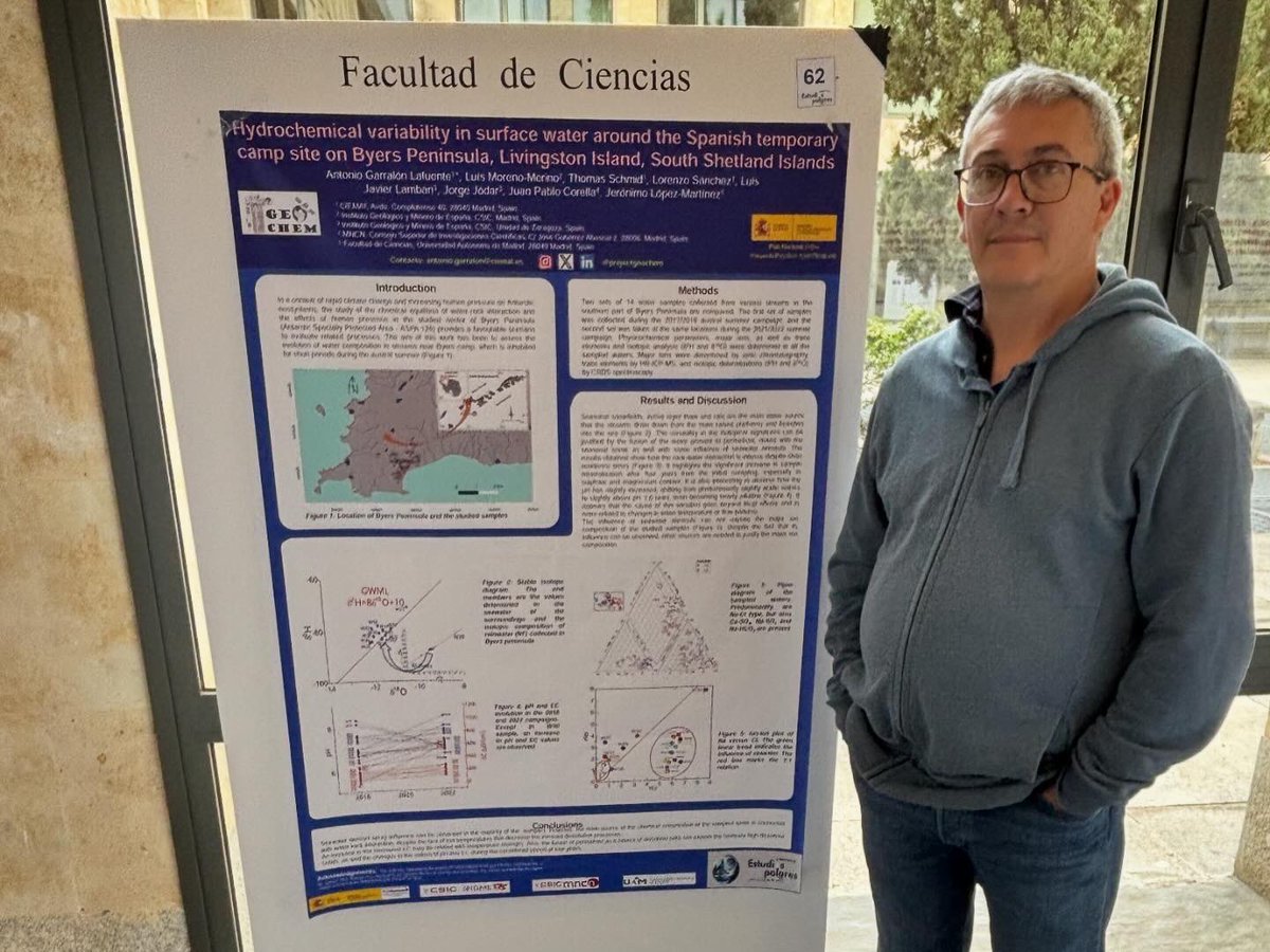projectgeochem's tweet photo. Pt1. The GEOCHEM team 🇦🇶 presenting the project as oral and posters at the X Simposium of Polar Studies in Salamanca, Spain 🇪🇸 from the 15th to 17th of May 2024.
Dr. Thomas Schmid, Dr. Jerónimo López Martínez, Dr. Antonio Garralón Lafuente.
#GEOCHEM #antarctica #estudiospolares https://t.co/ewDqk2T3cm