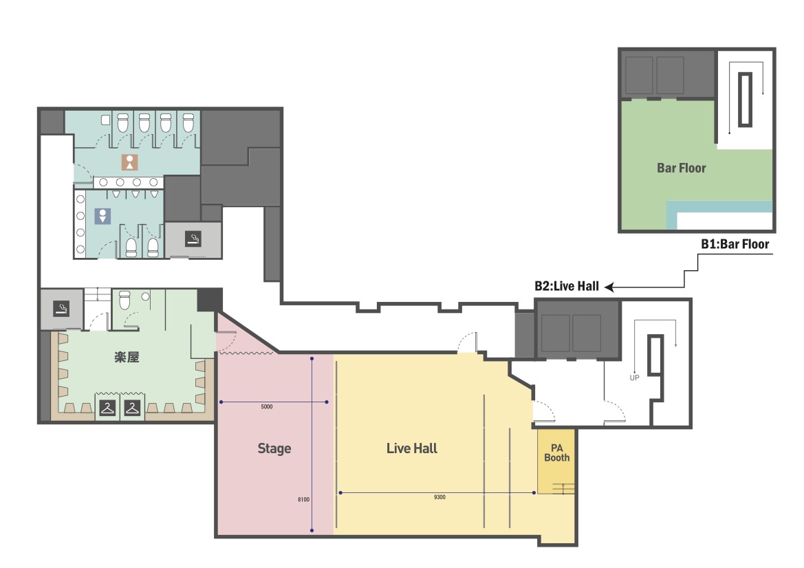 梅田BANGBOOのフロアマップできました！ステージ高80cm、天井高6.5m！髙！ 是非ご期待ください！
bangboo.jp/floor/
