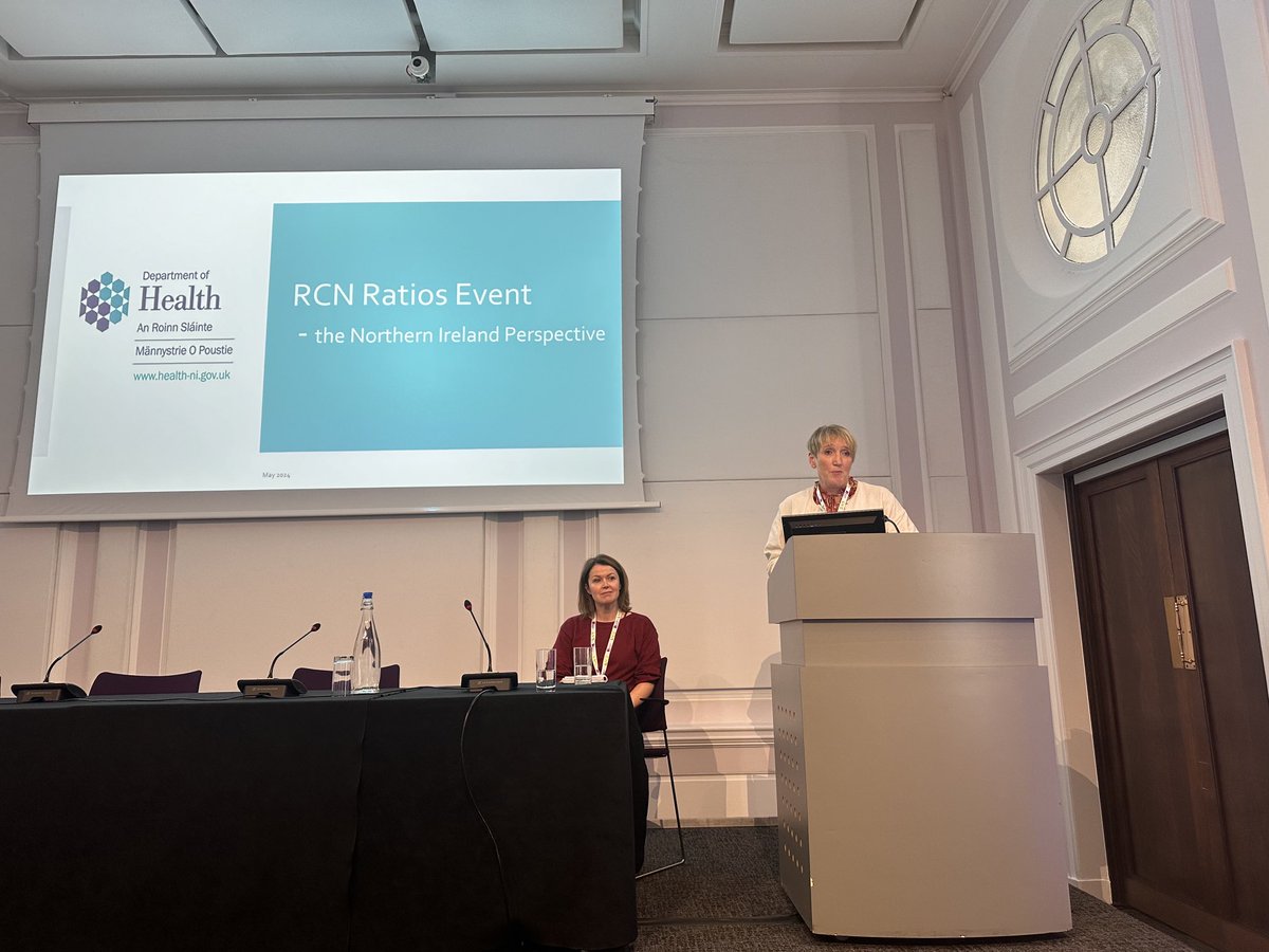 Siobhan Donald AD PHA ⁦<a href="/Siobhan4343/">Siobhan Donald</a>⁩ and Katy Rennick Deputy CNO present on the Nursing and Midwifery Workforce in NI.