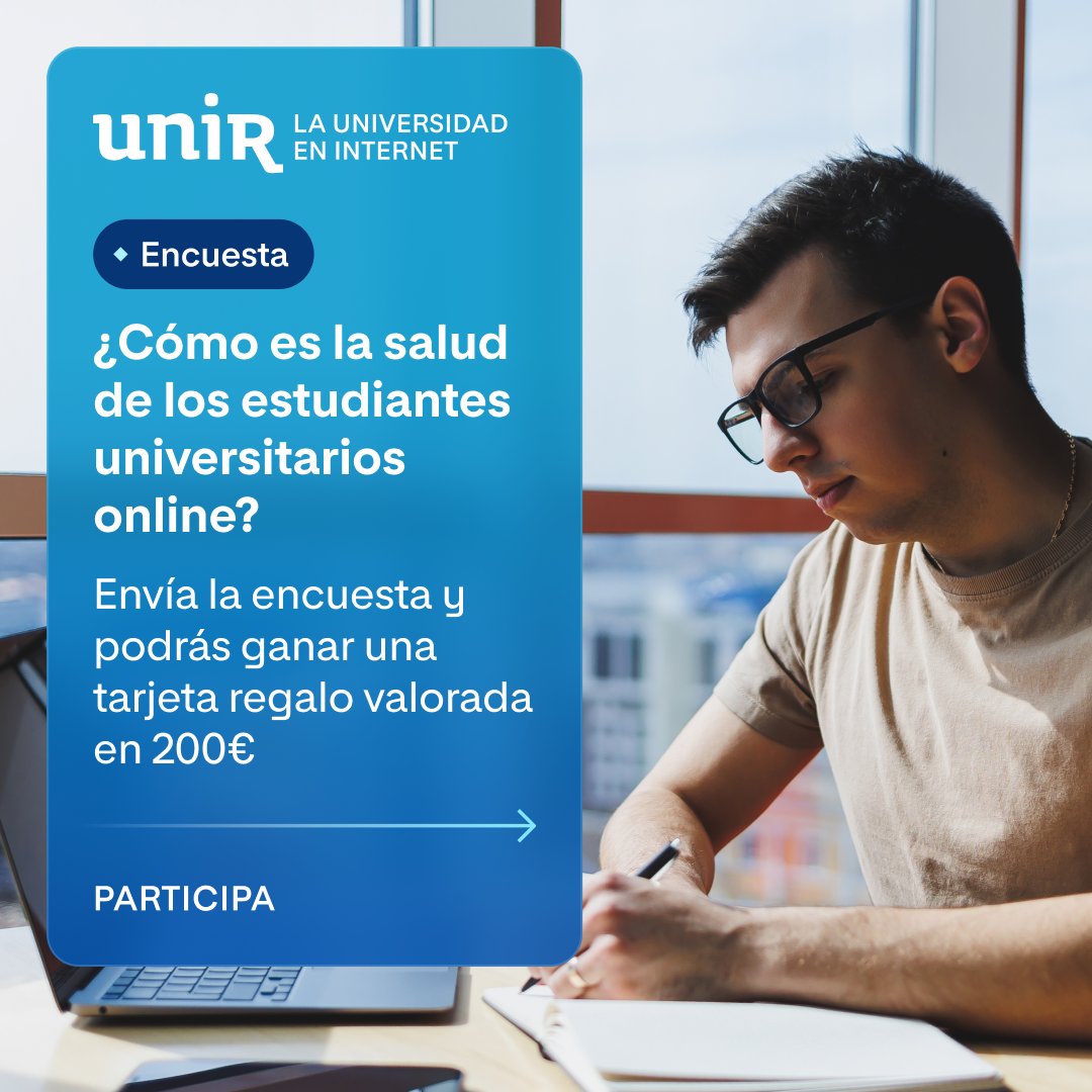 📣👩‍💻👨‍💻 Querido/a estudiante de UNIR:
El grupo de investigación <a href="/TECNODEF_UNIR/">TECNODEF</a> está realizando un estudio (bit.ly/encuestasalude…) que pretende analizar el estado de #salud de los #estudiantes universitarios que cursan sus estudios en Internet teniendo en cuenta diferentes