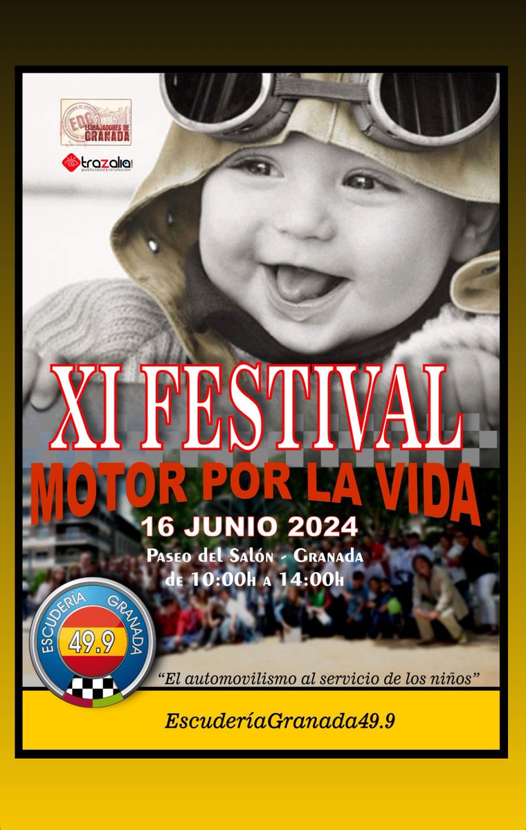 EscuderiaGranada49.9 (@escgranada499) on Twitter photo Estamos preparando nuestro XI Festival Motor por la Vida, te lo vas a perder??
Os esperamos el 16 de Junio en el Paseo del Salón!
Inscripciones abiertas en este correo: inscripcionesfestivaldelmotor@gmail.com Estamos preparando nuestro XI Festival Motor por la Vida, te lo vas a perder??
Os esperamos el 16 de Junio en el Paseo del Salón!
Inscripciones abiertas en este correo: inscripcionesfestivaldelmotor@gmail.com