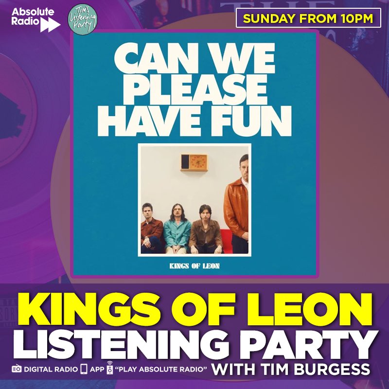 Our @KingsOfLeon @LlSTENlNG_PARTY podcast is available right now. Caleb and Jared joined @Tim_Burgess for a run through of their new album, Can We Please Have Fun Head here to hear podfollow.com/tims-listening…