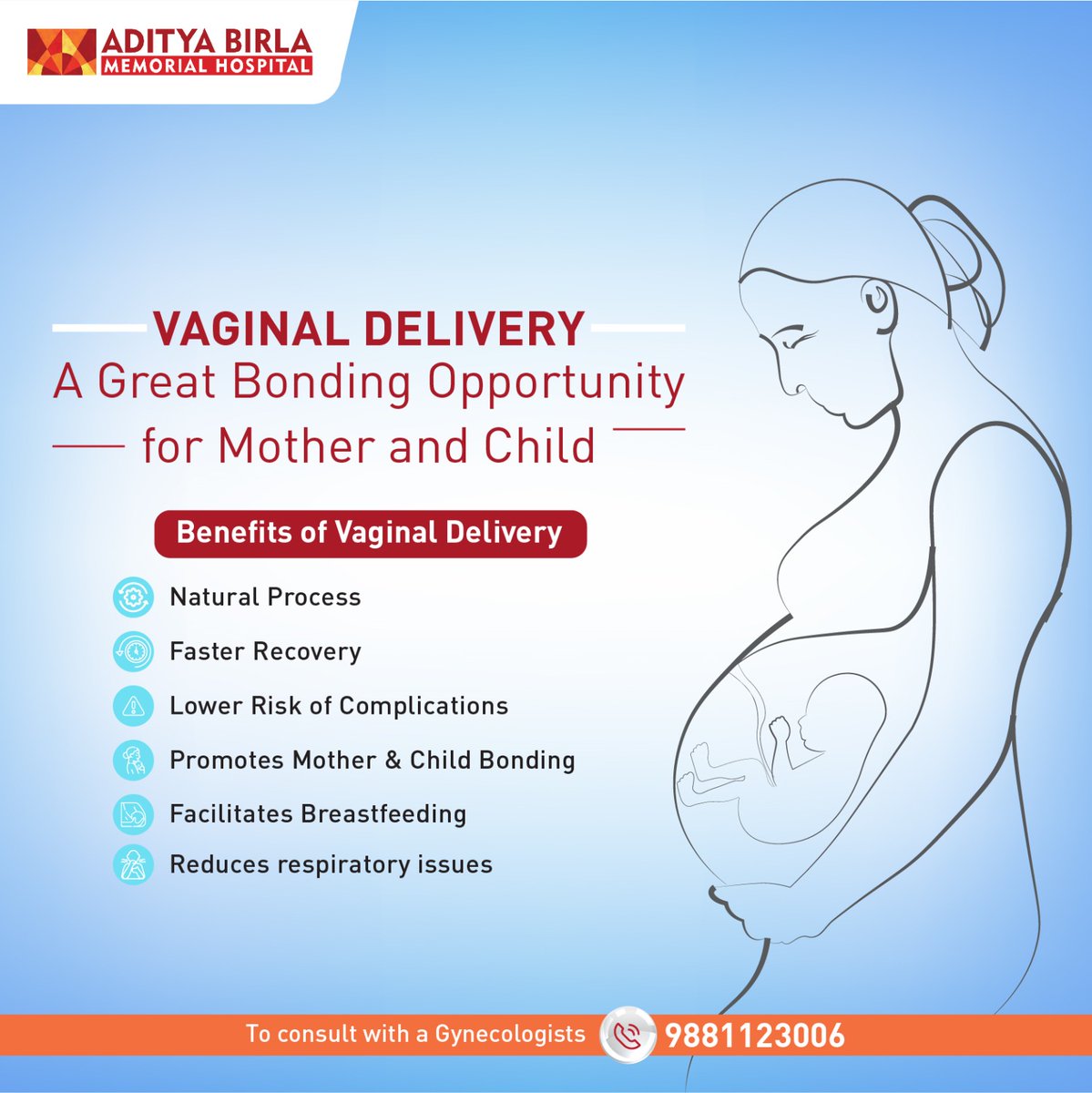 More than just childbirth, Vaginal delivery offers a natural bonding experience for mother & baby. Learn the benefits & discuss your options with our doctor.

To book an appointment with a Gynecologist, call us at 9881123006

#ABMH #adityabirlamemoriahospita #normaldelivery