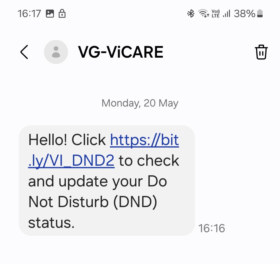 @PNJoshiAMC @ViCustomerCare @AdityaBirlaGrp @TRAI @devusinh @jagograhakjago @DoT_India @vodafoneIN_Fdtn @VodafoneGroup @pib_comm @PMOIndia @vodafone @BSNLCorporate #VI 19 May 2024 (4) Go for anything but not #VODAFONE Don't you know that my number is already TOTAL DND? Why is this message sent? To harass customers? Vodafone itself is violating DND. All your schemes can be seen on your website. Why harass is with SMS? Don't blindly keep