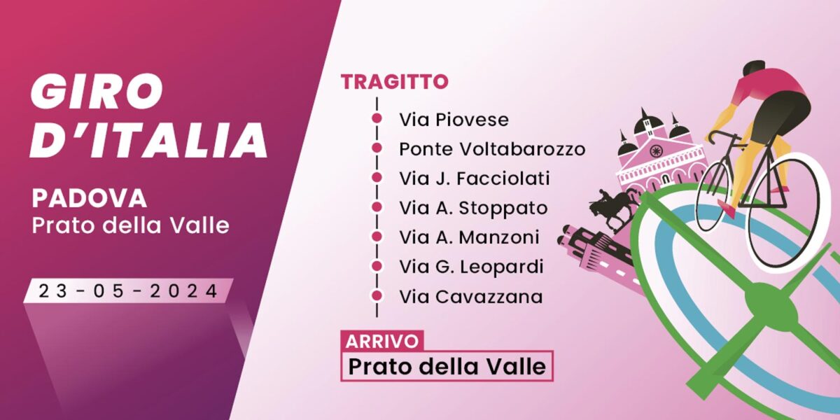🚵 Giovedì 23 maggio #Padova è 'Città di Tappa' del @giroditalia !
⏱ L’arrivo dei ciclisti in Prato della Valle è previsto tra le 17.00 e le 17.30. 
Info percorso e modifiche alla viabilità ⬇️
padovacittaditappa.it 
#GirodItalia2024