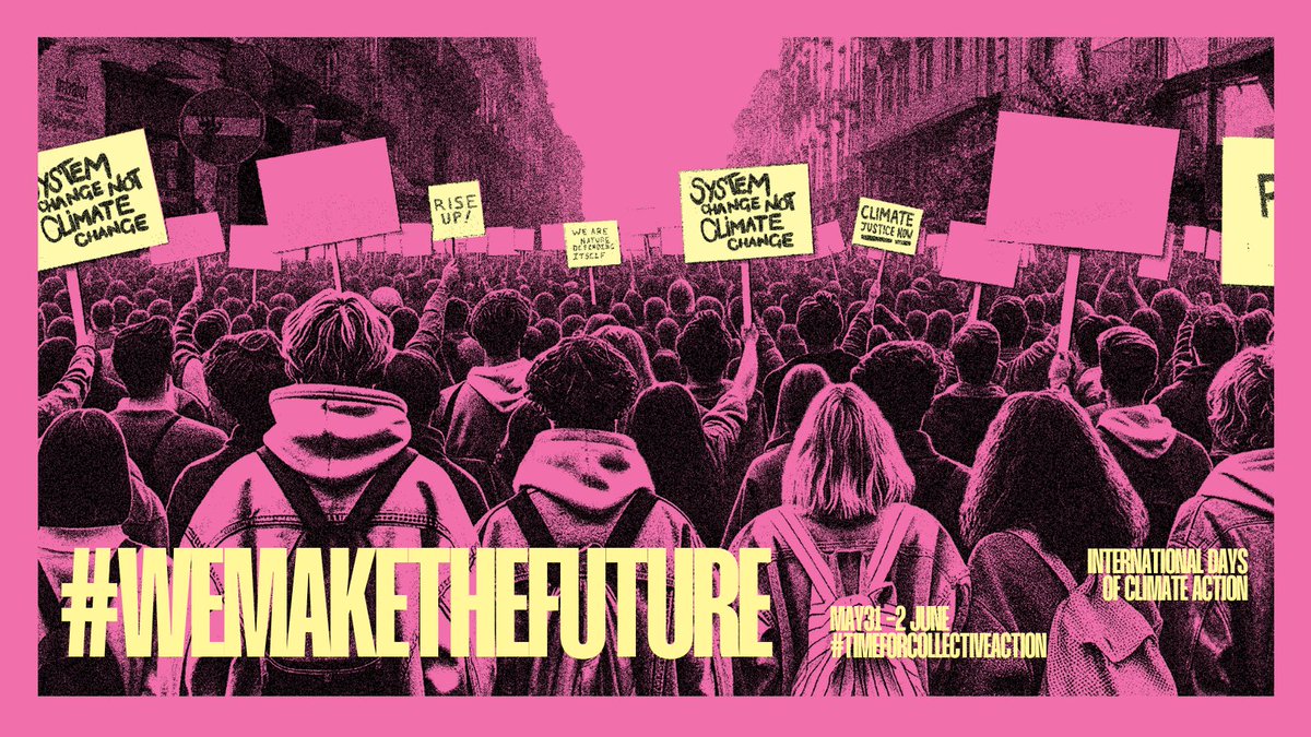 🔴 From 31 May to 2 June we mobilise for climate and social justice all over the EU 🇪🇺
🔥 The stakes are high in the upcoming European Elections on 6-9 June. 
Together #WeMakeTheFuture! 🗳
See all the actions 
📍 tinyurl.com/map-d3m0s
#TimeForCollectiveAction