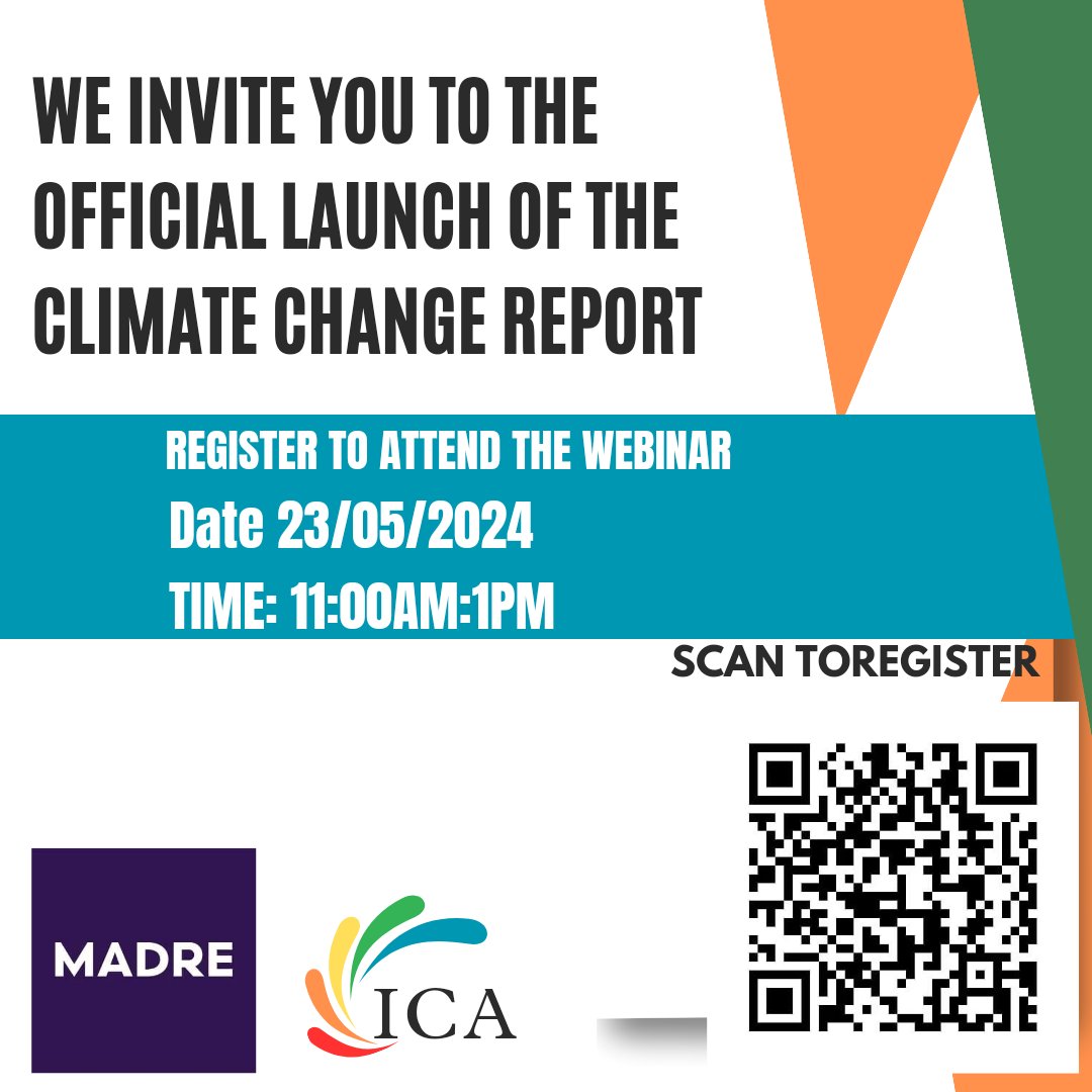 We are thrilled to invite you to the official launch of the Climate Change Research Report by ICA Foundation Kenya. Date: Thursday 23rd of May Time: 11:00 Am to 1:00 Pm EAT. Register through this link: linktr.ee/icakenya Or, Scan this image to register. #climatechange