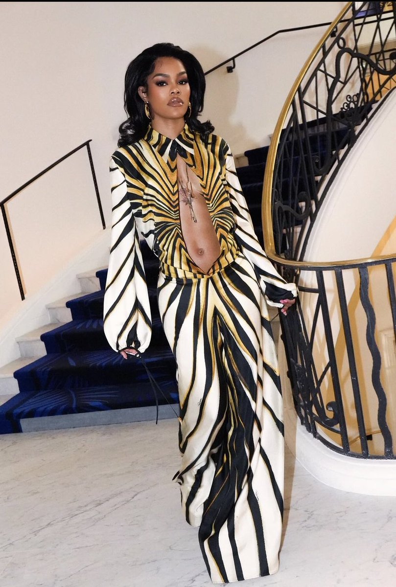 Teyanna Taylor wearing Roberto Cavalli at Cannes.