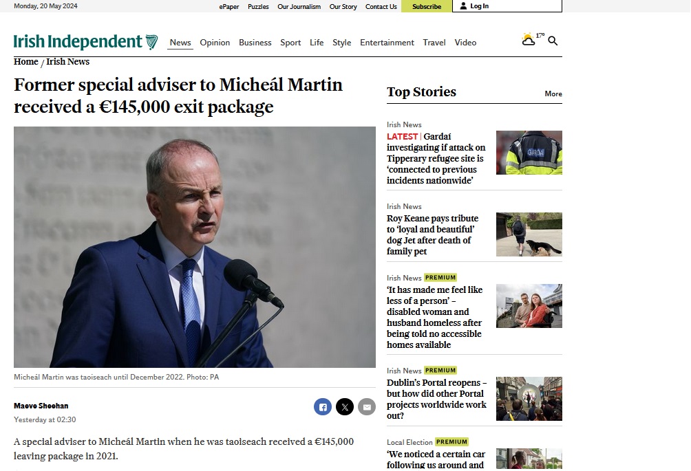 A special adviser to Micheal Martin was paid an exit package of €145,444 in 2021. Micheal Martin only became a Govt minister (and Taoiseach) in June 2020. How could a SPAD receive €145k less than 19 months later? Govt refuses to identify the lucky SPAD!