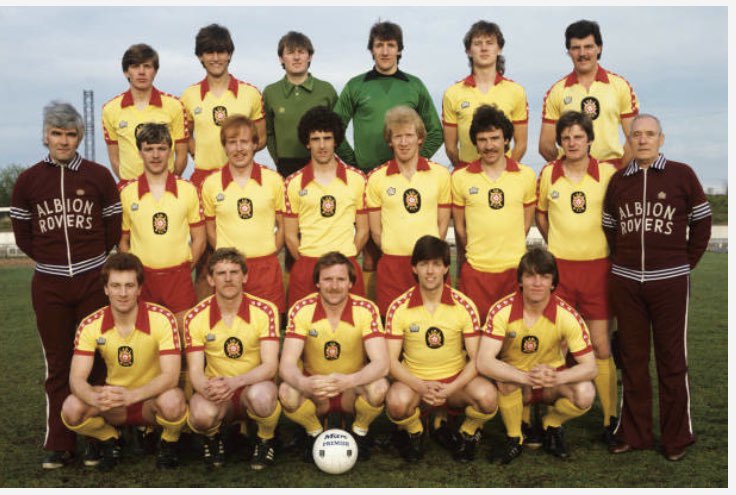 Gerry Collins (front 3rd left) played with @albionrovers between 1981-1984 signing from St Rochs before transferring to Ayr United. Condolences to Gerry’s family and friends. May he rest in peace and may his memory be a blessing.