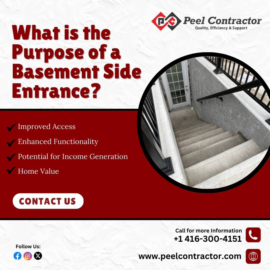 🏠 Exploring the Purpose of a Basement Side Entrance 
🔑 Easy Access
🌟 Style Meets Function
💰 Boost Property Value
🚨 Safety Firs

Contact us:📞(416) 300-4151
#BasementBliss #HomeUpgrade #PeelPerfection
#PeelContractor #BasementSideEntrance #brampton #bramptoncommunity