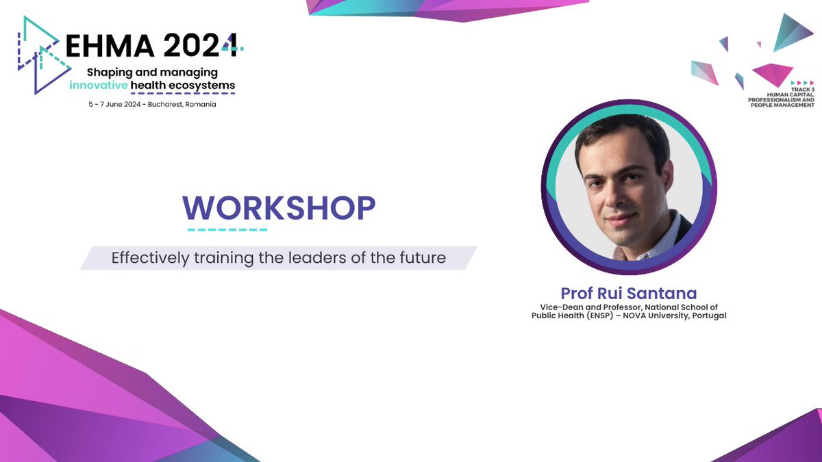 EHMAinfo's tweet photo. Join our workshop at the #EHMA2024: "Effectively Training .....👇" run by Prof. Santana! Learn how to equip future #healthmanagers with essential #skills. Engage in roundtable discussions & explore innovative strategies & approaches.
🎟️https://t.co/wqKXmKQ1Pb https://t.co/iW1zmdpV08