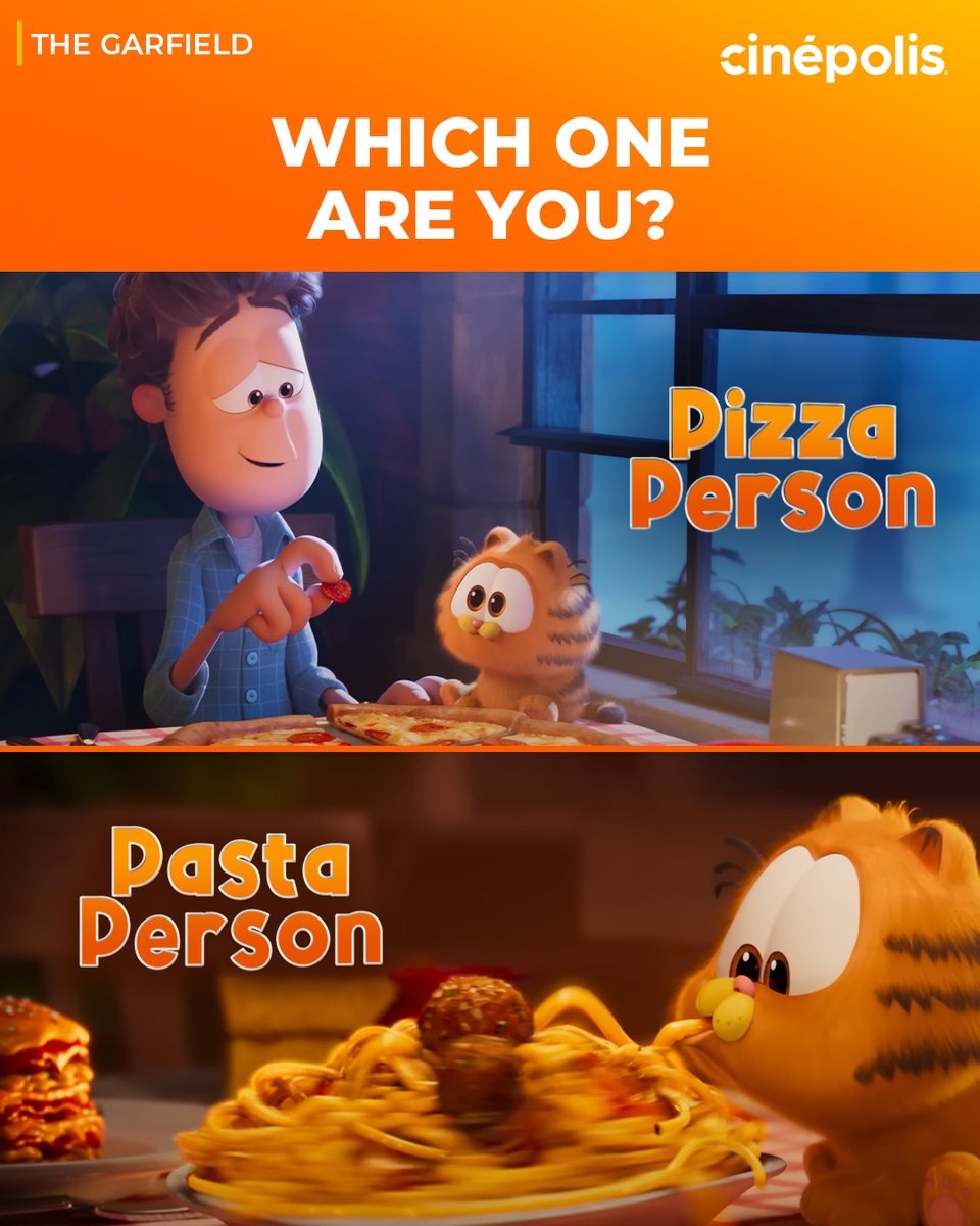 Team Pizza or Team Pasta? Let the battles begin!👇😋 #TheGarfield #Cinépolis #CinépolisIndia