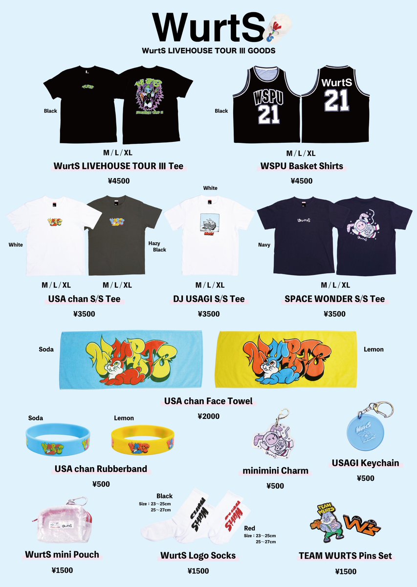 WurtSグッズ ⋰ Zepp Yokohama🔥 #WurtS LIVEHOUSE TOUR Ⅲ ⋱ 👕 先行物販：14:30