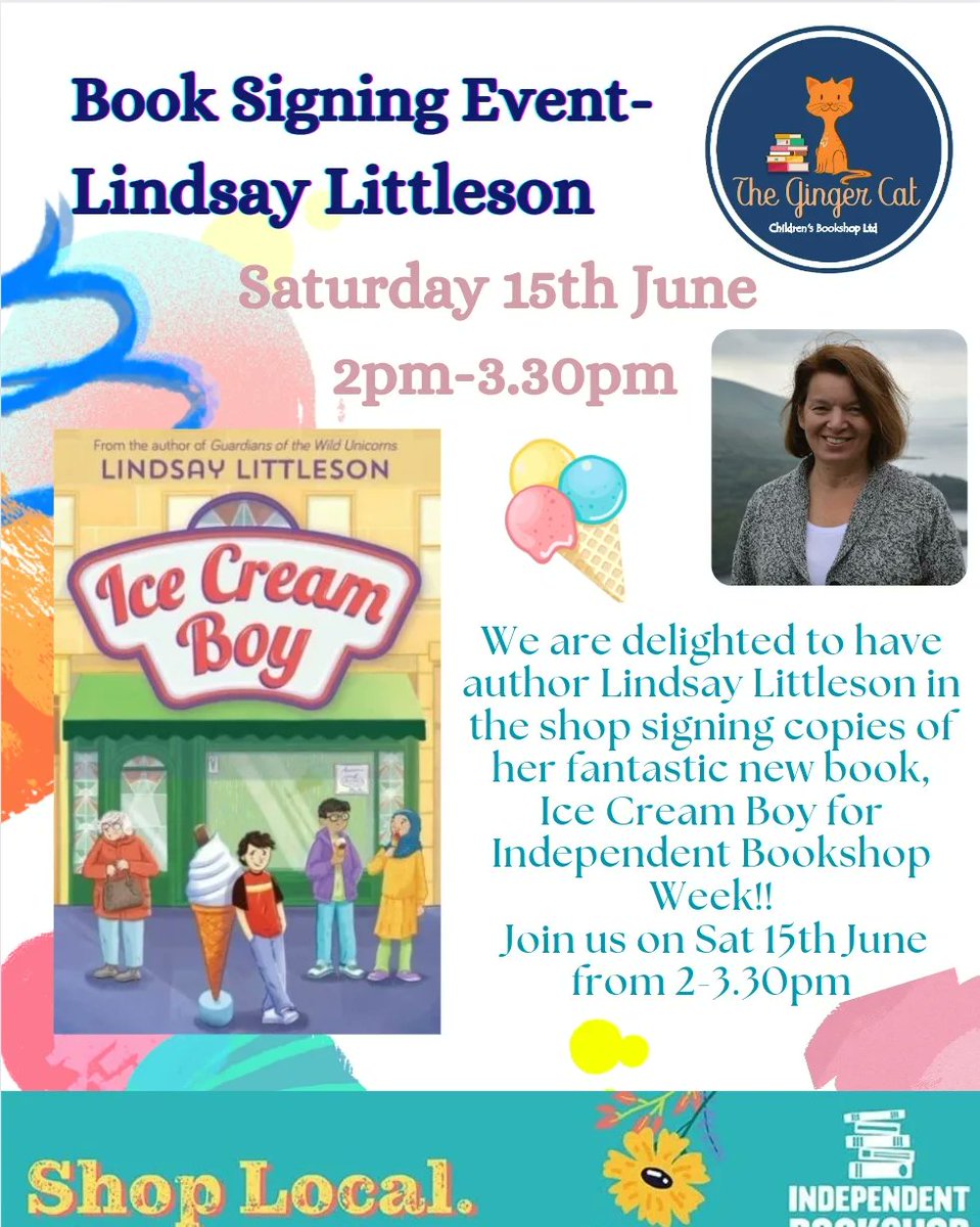 We have some exciting events coming up for #indiebookshopweek in June 🎉 First up we have children's author @ljlittleson signing copies of her brilliant new book Ice Cream Boy on Sat 15th June from 2pm-3.30pm 🍦🍨🍦 No need to book, just show up 🩷