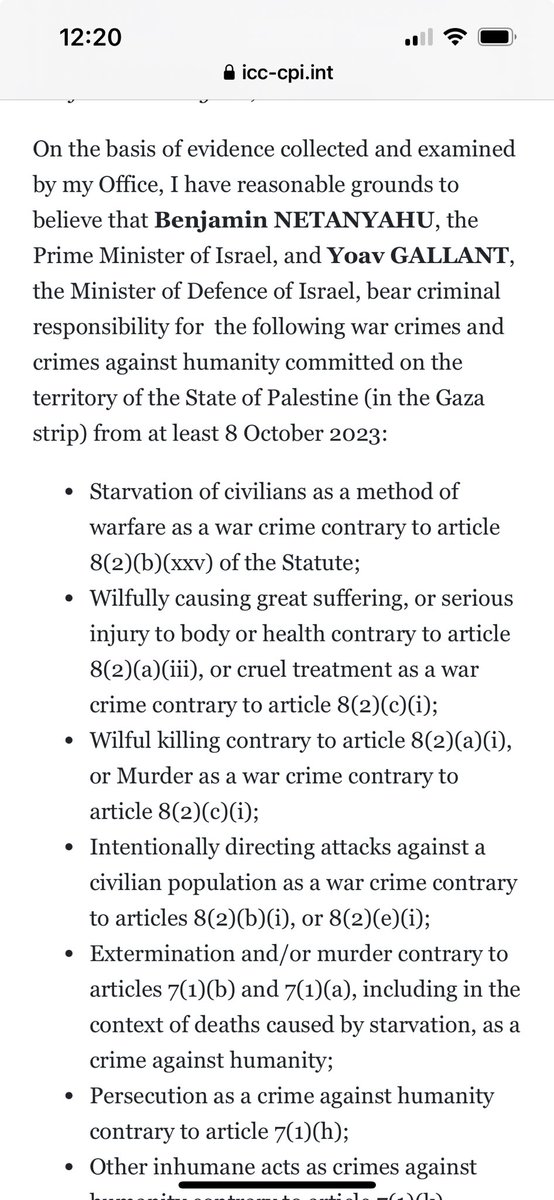 This from the International Criminal Court is pretty devastating for the Israeli government in general and Netanyahu and Defence minister Gollant in particular - and yes for Hamas leaders too