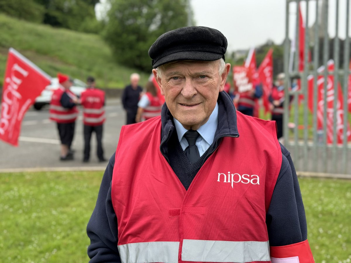 Robert Abernethy has been a bus driver for 27 years. He is on the picket line in Dungannon.

“Drivers here are on just slightly above minimum wage and certainly for young people with families it’s very hard, it’s not a living wage anymore.” @BBCNewsNI 

bbc.co.uk/news/articles/…