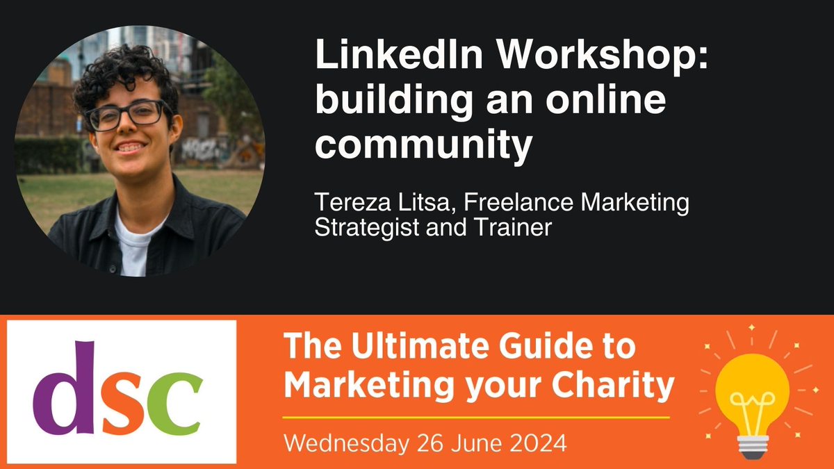 We're excited to announce that @terezalitsa will be joining us at The Ultimate Guide to Marketing your Charity online conference! If you've recently made LinkedIn a priority for your charity, you won't want to miss Tereza's workshop. Register here: dsc.org.uk/event/ultimate…