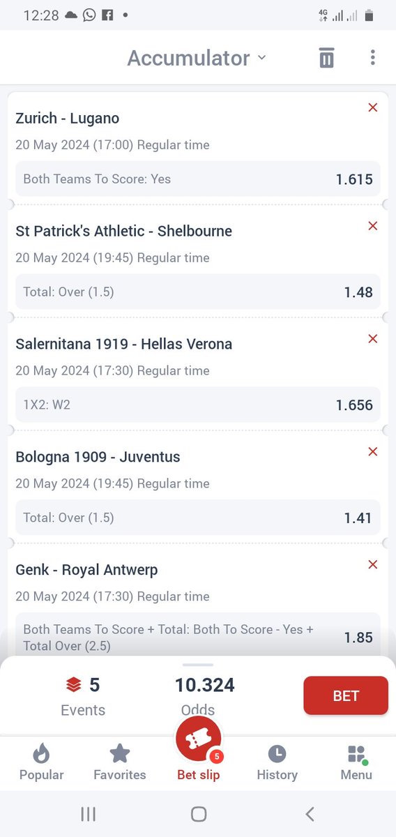 Fulfilling the law of betting which states that bettors are supposed to have atleast one bet slip a day. 85LTL there is my today's 10odds hope. Goodluck...