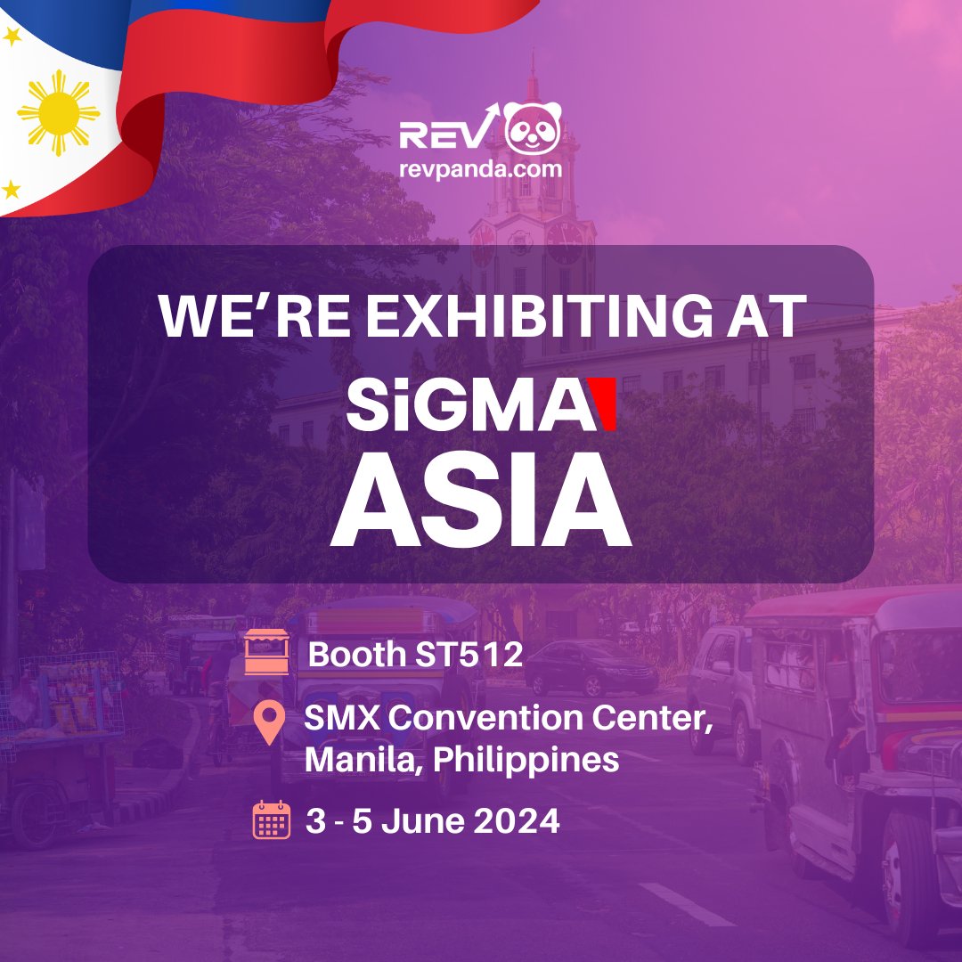 Manila, get ready to make some noise!🇵🇭 Revpanda is coming! We will be at @SiGMAworld_ Asia from June 3-5, and we are so excited to meet the #iGaming community in the Philippines!

Book an on-site chat: calendly.com/callbarb 

#SigmaAsia #SigmaWorld #DigitalMarketing