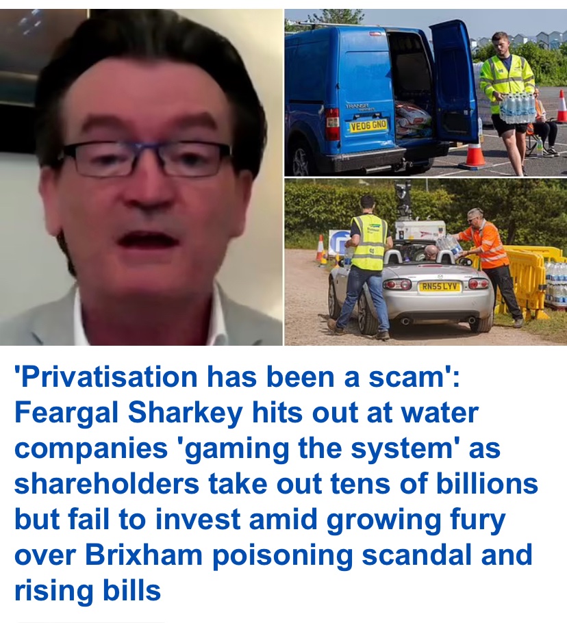 I give it a week before the Daily Mail goes after Feargal.

They always do this — a few crumbs of sympathy swiftly followed by slander and infamy.

The Mail cheered Thatcher’s privatisations louder than anyone.