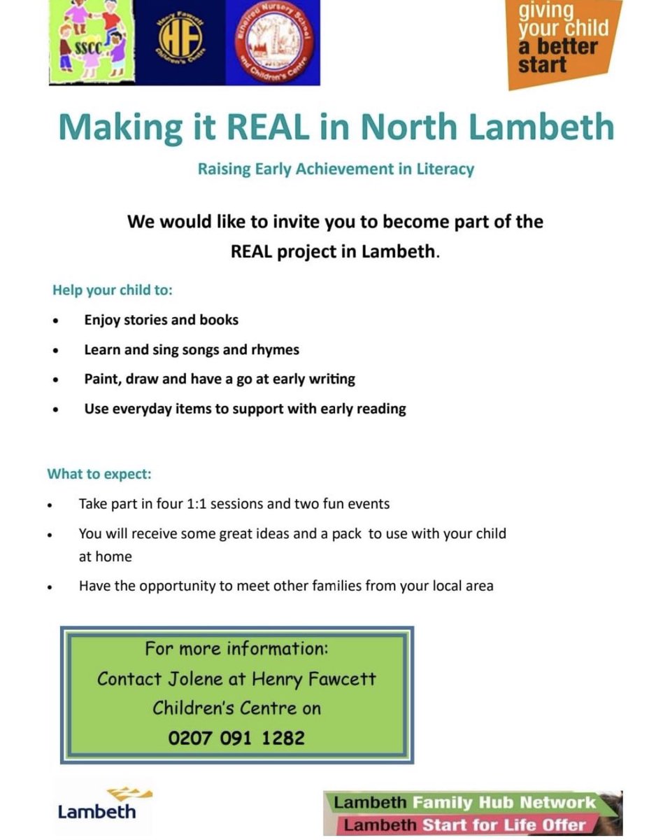 🌟Empower the next generation with the REAL project in Lambeth! Your involvement can shape their future literacy skills, fostering a love for learning that lasts a lifetime. Join to make a lasting impact! Details on the flyer! #MakingItREAL #NorthLambeth #ImpactfulEducation