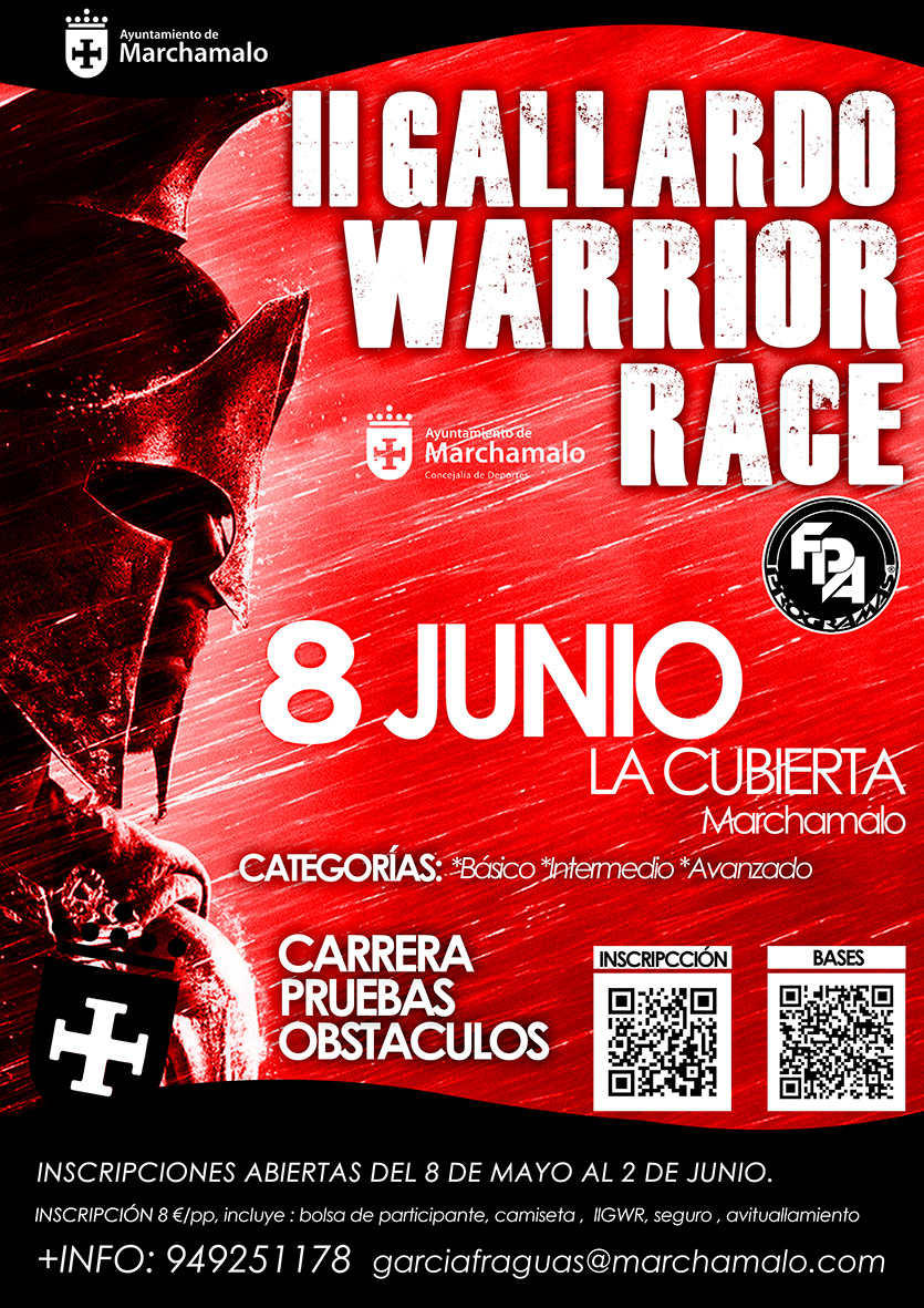 🔊 II GALLARDO WARRIOR RACE
📅 8 junio, sábado
⏰ 9.00 a 13.00 h
📌 Cubierta del Ferial
🎟️ Inscripción: 8 €/persona

Vuelve nuestra competición de obstáculos, con cambio de fecha y de emplazamiento, por parejas y con tres niveles de dificultad.

+INFO:
➡️marchamalo.com/noticias/event…