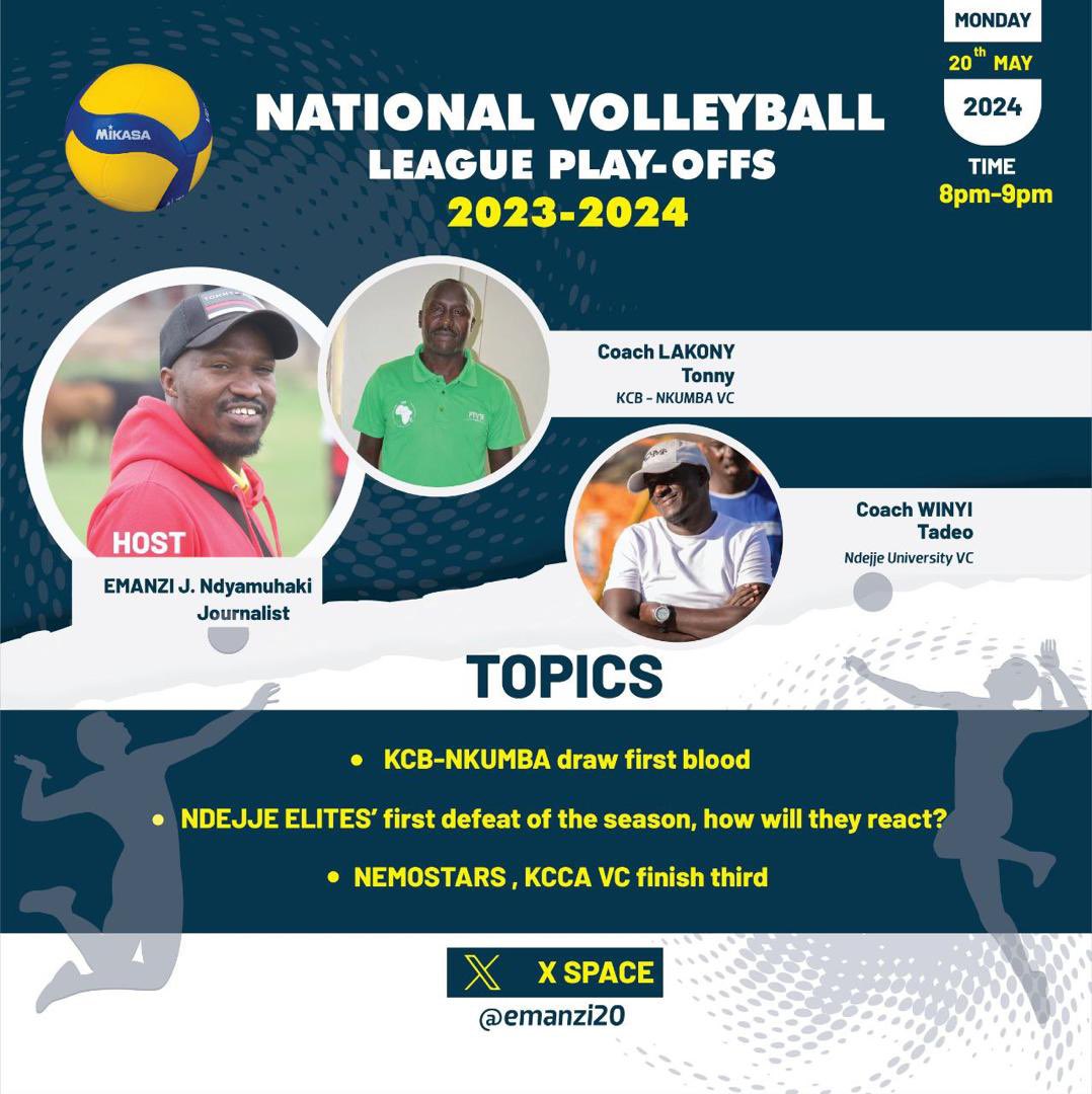 Most of the focus will be on the women’s National Volleyball League Finals tonight. @KCBNkumbavc took Game One, @nduelites MUST win Game Two! We shall also look at the teams that finished third. Tell a friend to tell a friend to tune in tonight 8PM. #NVLPlayoffs