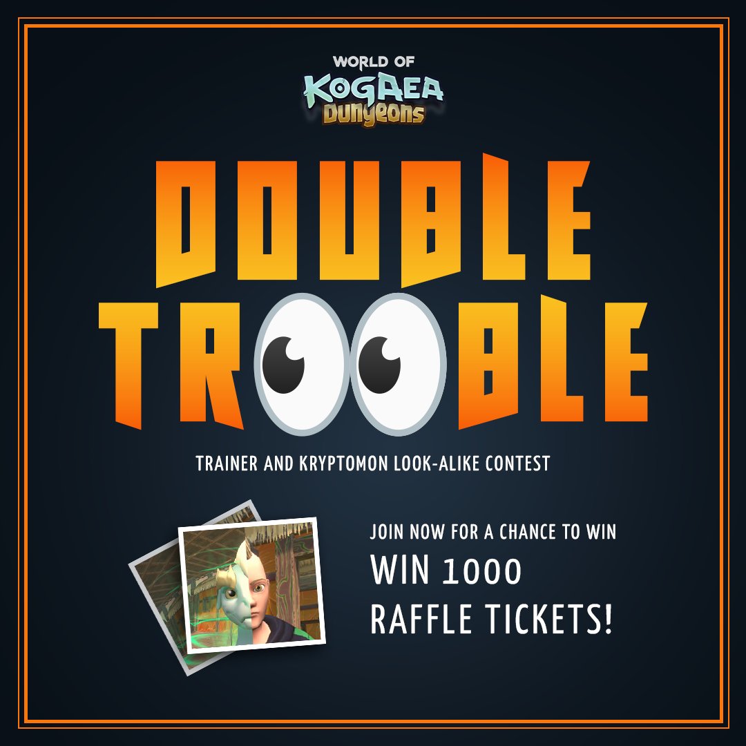 Prepare for trouble! And make it double!🎭

Cosplay your Kryptomon in-game (be creative!) and join the competition to win 1000 Raffle tickets (25 Winners) to boost your winning chance in the $50,000 Prizepool lottery!

Time to really bond with your KMON buddies, Trainers!