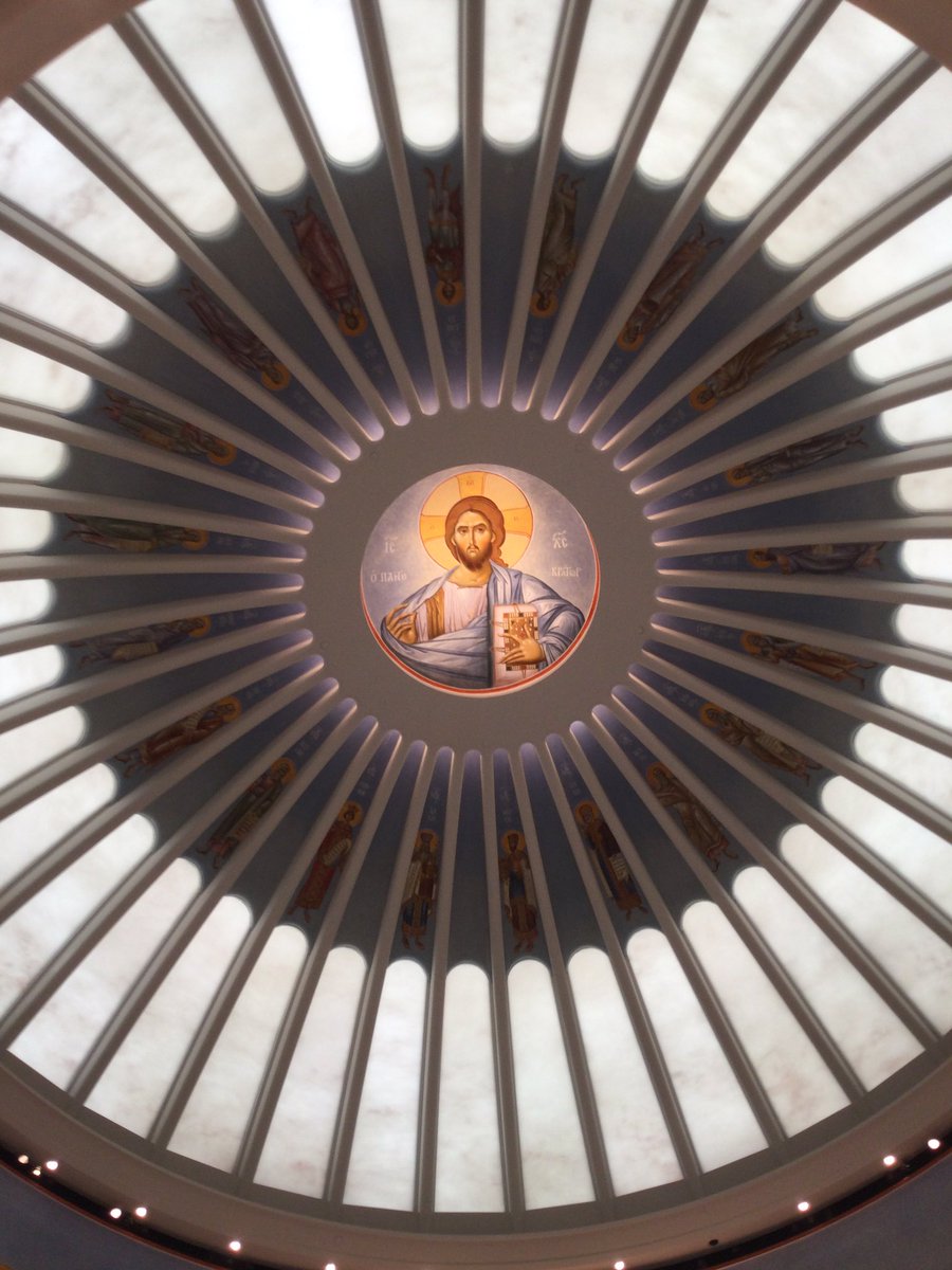 The new Greek shrine at the WTC which replaced a beloved church destroyed in 911 is quite stunning. It is spacious & lacks the clutter usually found in Orthodox churches. Chairs are utilized & that seems a compromise. My wife loves the door panes. More pics!