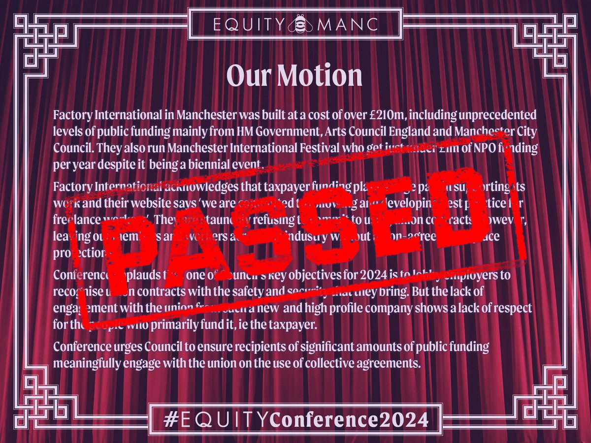 Our Motion was 𝐏𝐀𝐒𝐒𝐄𝐃, not only that but it passed UNANIMOUSLY.
That means not one person voted against it or abstained.
Power to the union!! ✊💜
#EquityConference2024