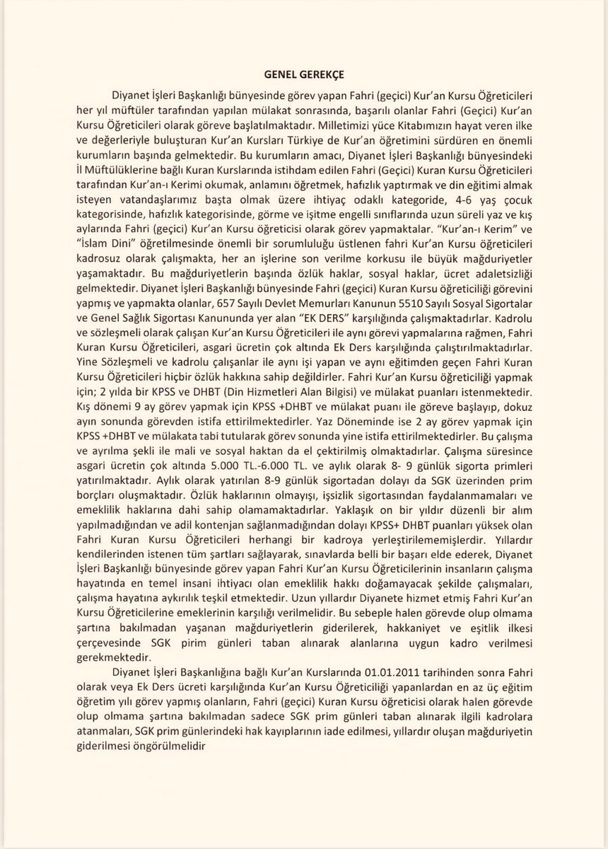 selcukozdag's tweet photo. Fahri (geçici) Kuran Kursu Öğreticilerini, 9 ay çalıştırıp 3 ay çalıştırmama gerekçeniz nedir? Emeklilik primlerini düşük ödeyerek mağdur etmek için mi?  Peki her yıl sıfırdan işe alım yaparak niye  mağdur ediyorsunuz? Ve bu mağduriyeti Diyanet gibi hak yememeyi öğütleyen bir kurumda yapıyordunuz. Bu konuda emek verenlerin yaşandığı mağduriyetlerin giderilerek ve SGK pirim günleri baz alınarak alanlarına uygun şekilde  kadro verilmesine ilişkin kanun teklifini  TBMM’ye vermiş bulunmaktayım.